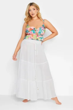 YOURS Curve White Tiered Beach Skirt
