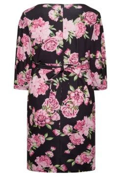 YOURS LONDON Curve Black Floral Drop Shoulder Wrap Dress -Outlet Stylo Wise Store 1eaecf0b a64b 49 162044 Y scaled