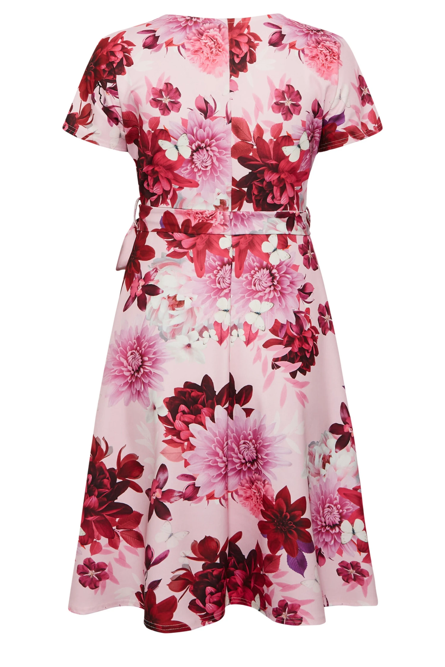 YOURS LONDON Curve Pink & Red Floral Skater Wrap Dress 6 YOURS LONDON Curve Pink & Red Floral Skater Wrap Dress - Image 6