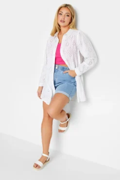 YOURS Curve White Broderie Anglaise Shirt