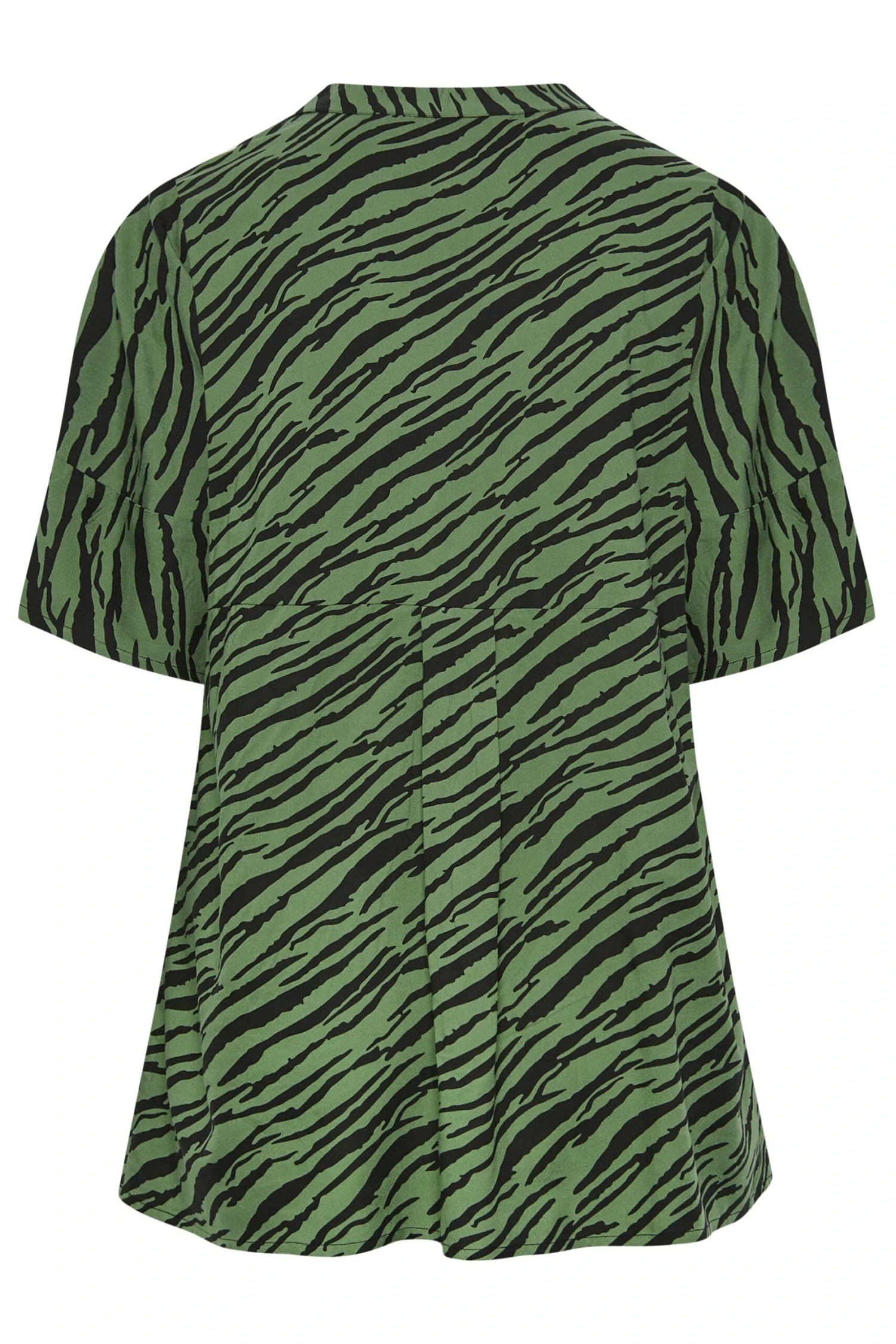 YOURS Curve Green Zebra Print Pleat Front Blouse 6 YOURS Curve Green Zebra Print Pleat Front Blouse - Image 6