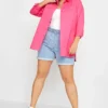 LIMITED COLLECTION Curve Hot Pink Oversized Boyfriend Shirt