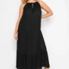 YOURS Curve Black Keyhole Tiered Beach Dress