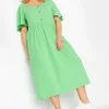 LIMITED COLLECTION Curve Green Ribbed Square Neck Midi Dress