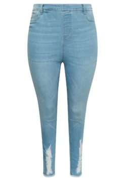 YOURS Curve Light Blue Distressed Hem GRACE Jeggings -Outlet Stylo Wise Store 20ea95c5 0dec 40 143266 X scaled