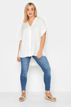 YOURS Curve White Button Through Shirt