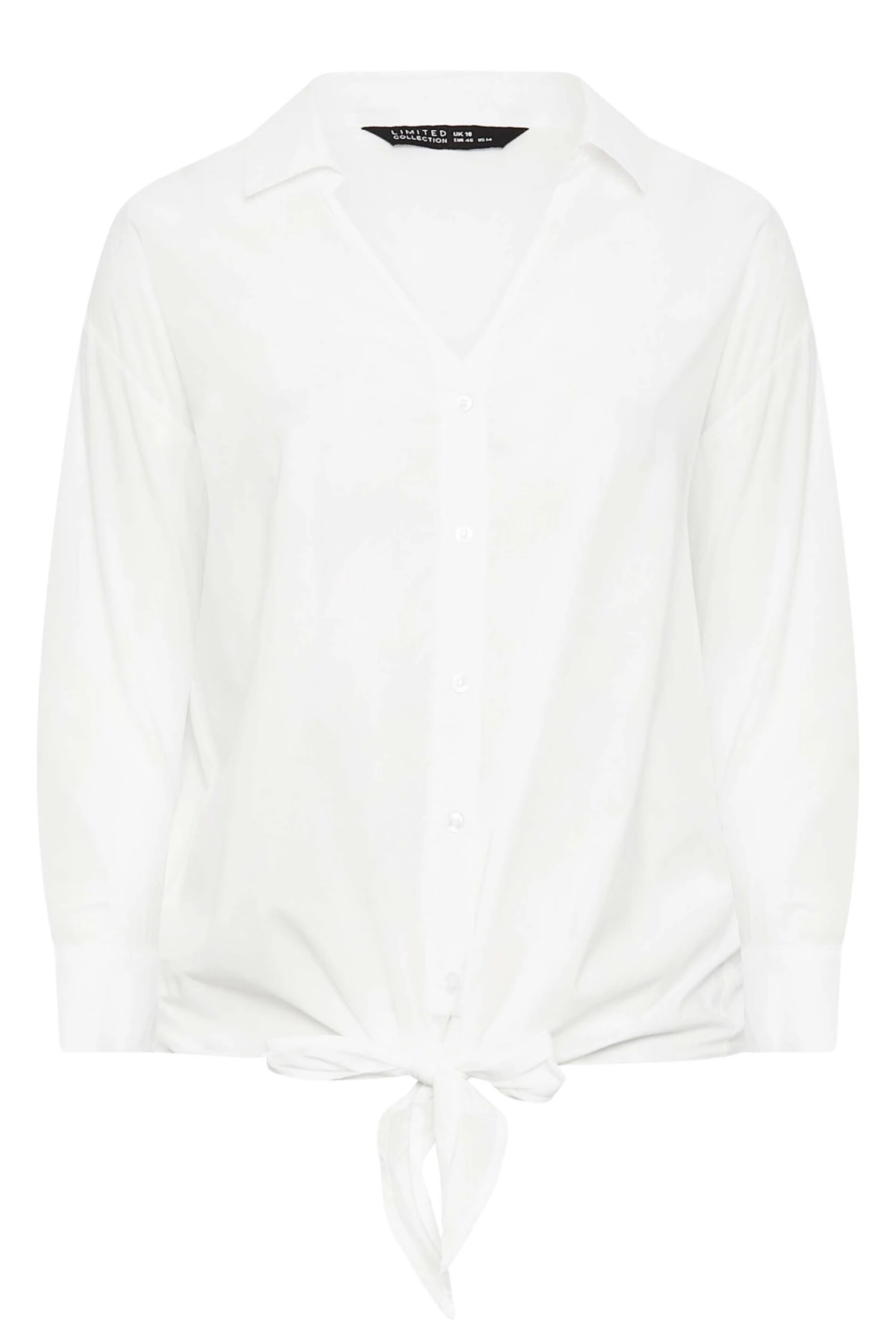 LIMITED COLLECTION Curve White Tie Hem Shirt 5 LIMITED COLLECTION Curve White Tie Hem Shirt - Image 5