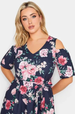 YOURS LONDON Curve Navy Blue Floral Cold Shoulder Skater Dress 8 YOURS LONDON Curve Navy Blue Floral Cold Shoulder Skater Dress -Outlet Stylo Wise Store 22e55cb4 060c 42 162148 D scaled