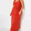 YOURS Curve Red Button Through Sleeveless Maxi Dress
