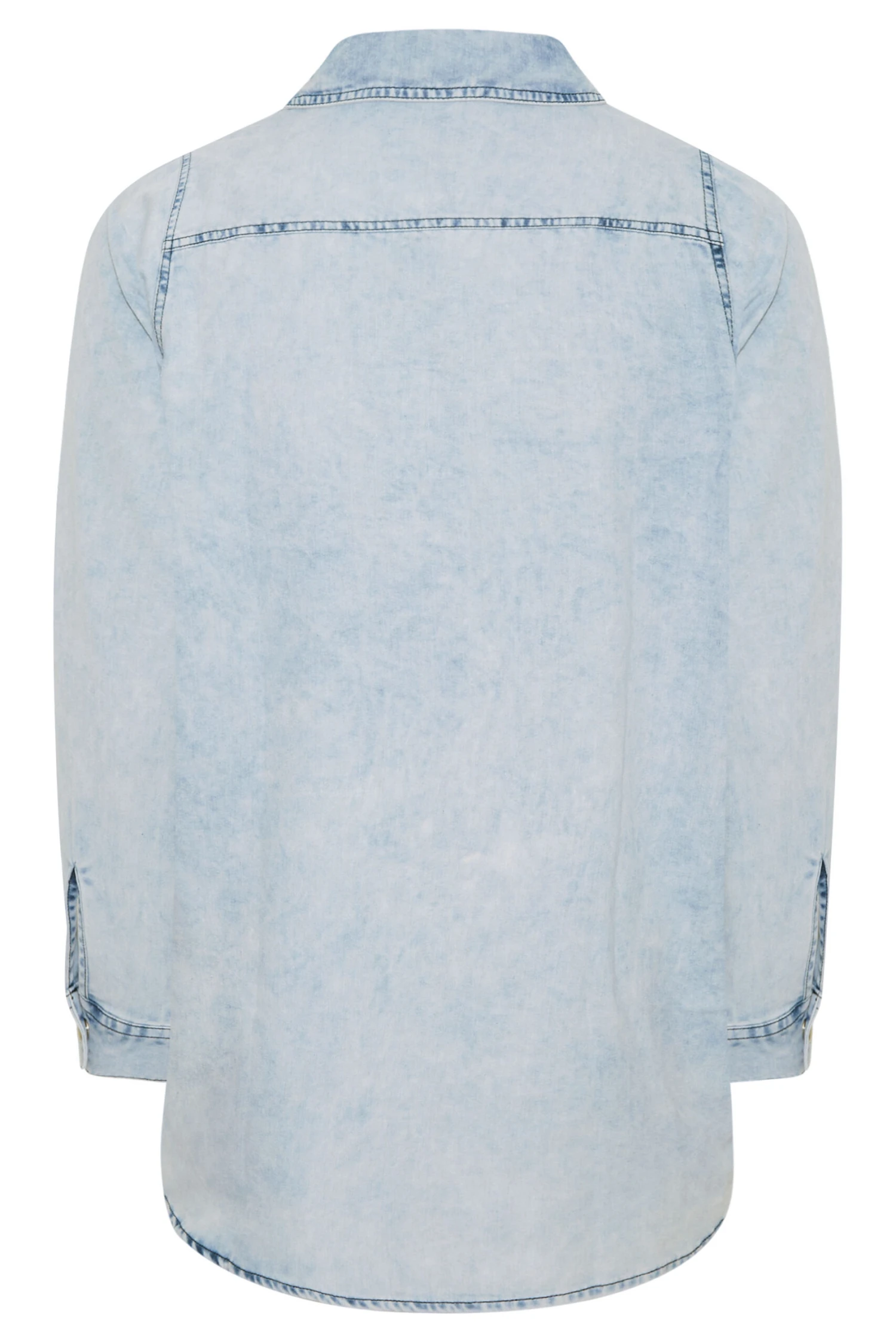 YOURS Curve Bleach Blue Distressed Denim Shirt 6 YOURS Curve Bleach Blue Distressed Denim Shirt - Image 6