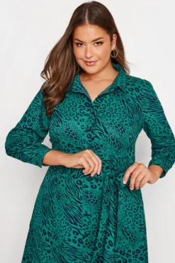 YOURS LONDON Curve Green Animal Print Shirt Dress 8 YOURS LONDON Curve Green Animal Print Shirt Dress -Outlet Stylo Wise Store 238c1d8e da00 4e 161608 D scaled