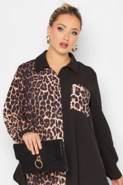 YOURS LONDON Curve Black Leopard Print Half & Half Shirt -Outlet Stylo Wise Store 238d716e 4c2a 44 161837 D scaled
