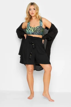 YOURS Curve Black Tassel Beach Shorts
