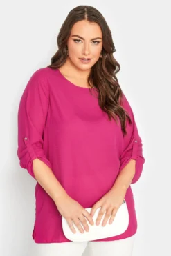 YOURS Curve Dark Pink Tab Sleeve Blouse 8 YOURS Curve Dark Pink Tab Sleeve Blouse -Outlet Stylo Wise Store 23fd2b17 c211 41 174258 D scaled