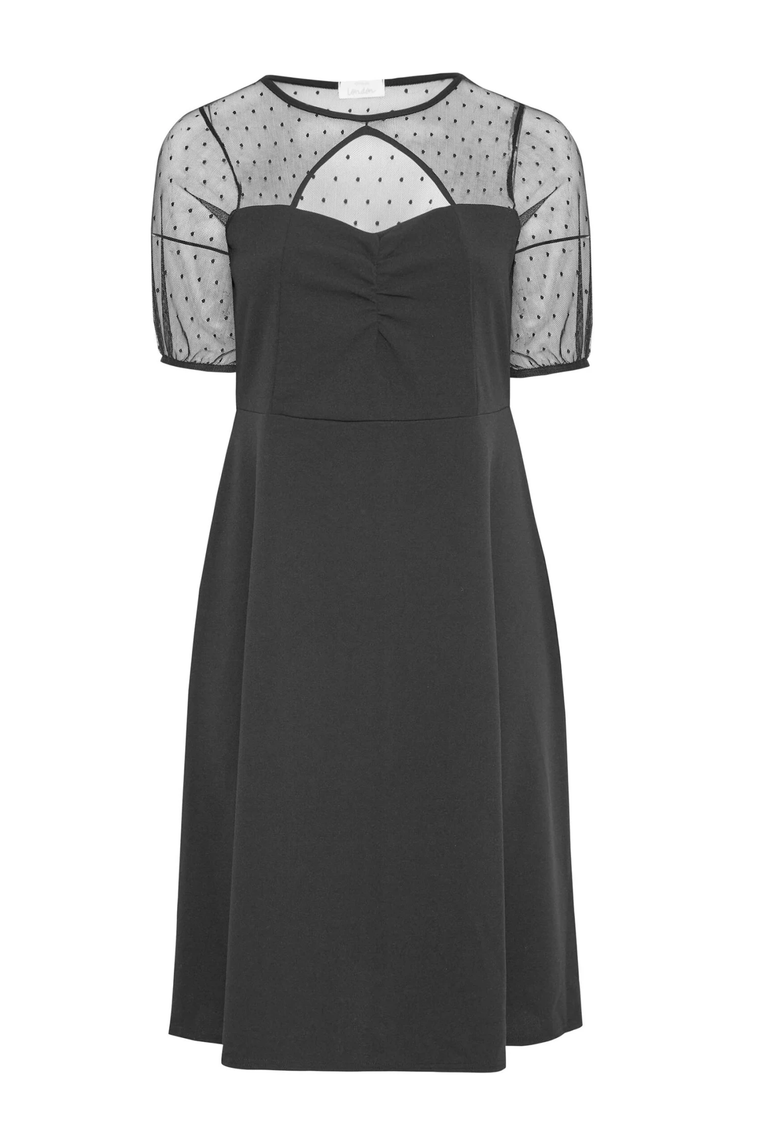 YOURS LONDON Curve Black Spot Mesh Skater Dress 5 YOURS LONDON Curve Black Spot Mesh Skater Dress - Image 5