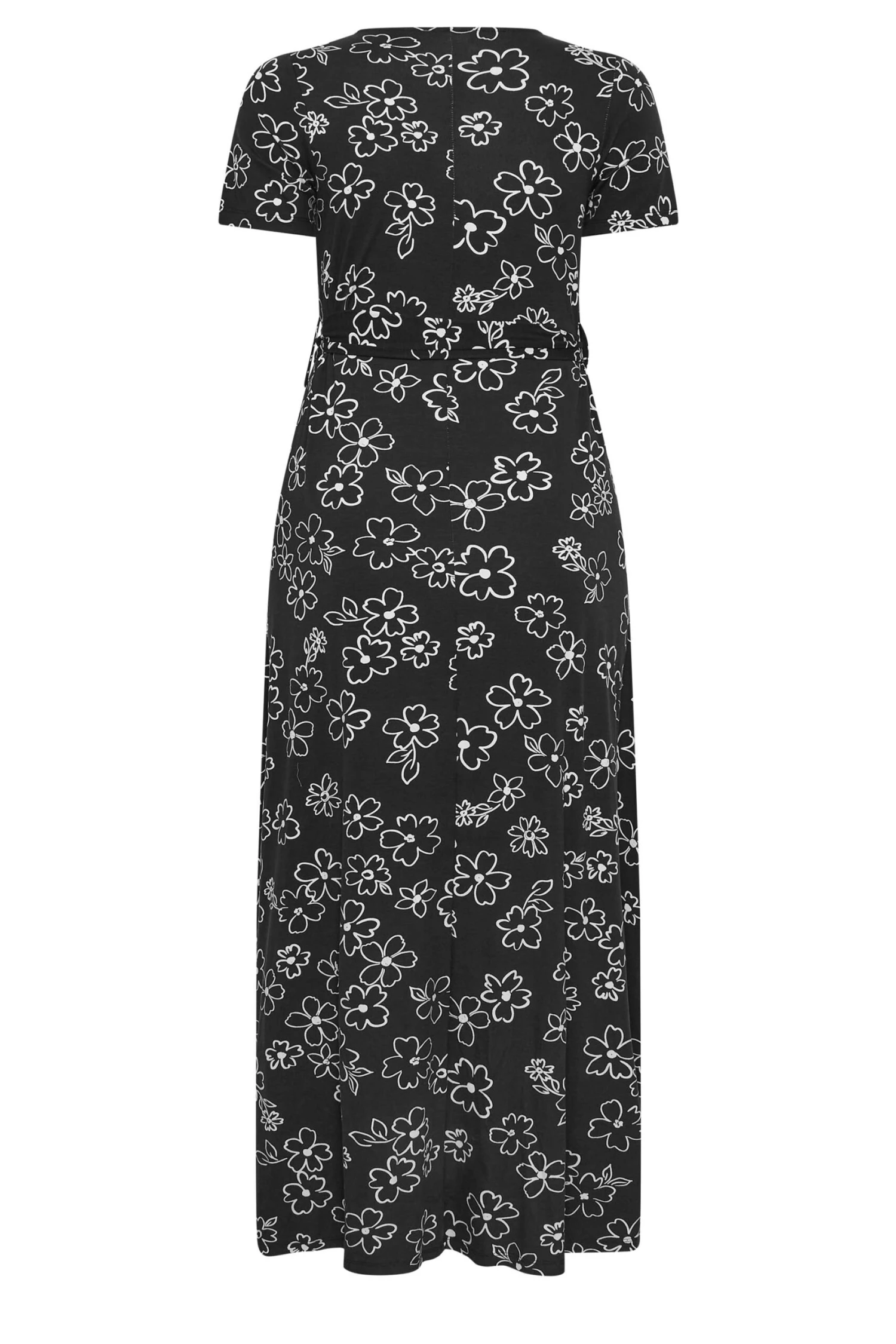 YOURS Curve Black Floral Wrap Dress 6 YOURS Curve Black Floral Wrap Dress - Image 6
