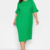 YOURS Curve Green Textured Smock Midi Dress