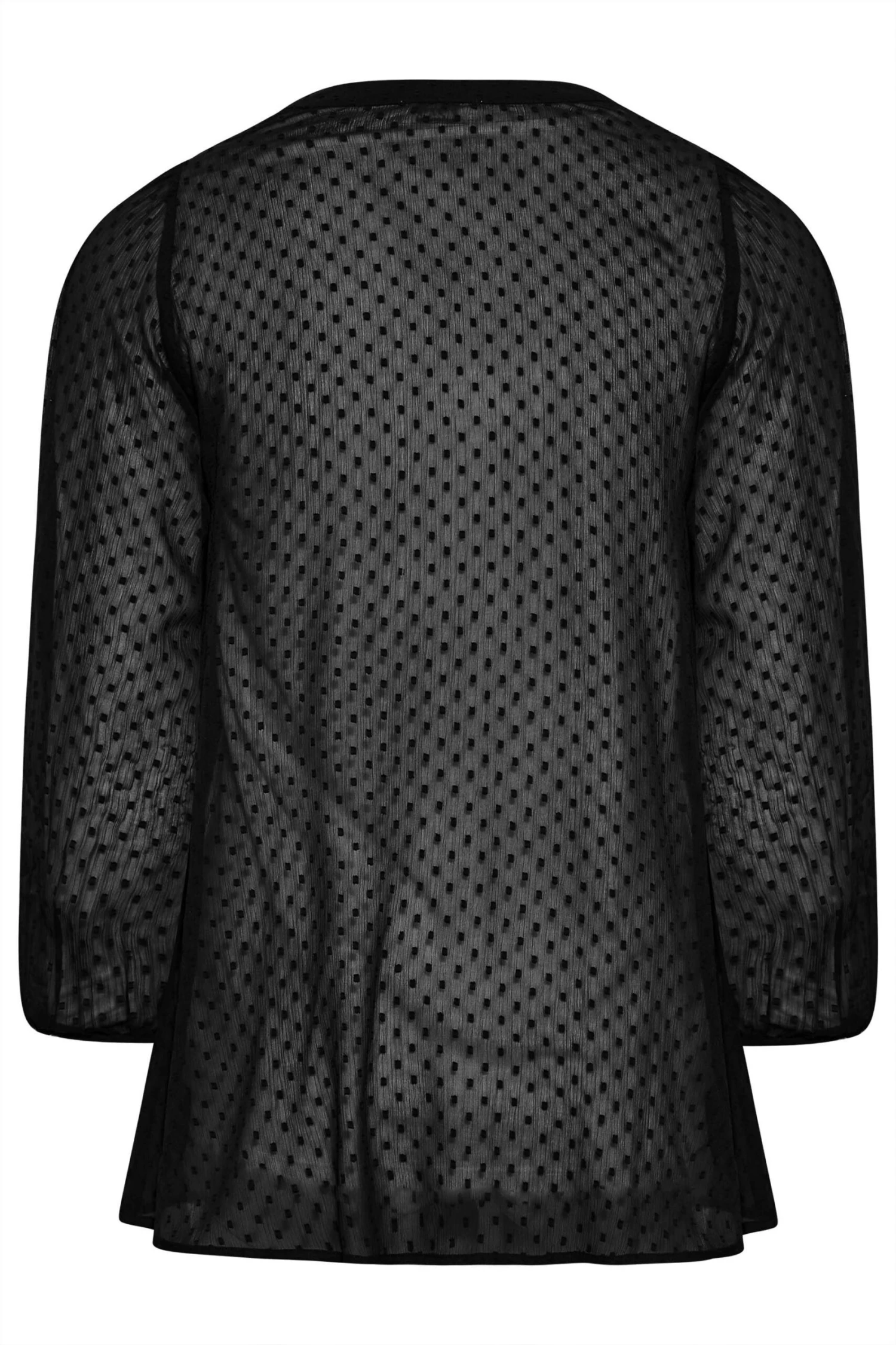 YOURS LONDON Curve Black Balloon Sleeve Dobby Blouse 6 YOURS LONDON Curve Black Balloon Sleeve Dobby Blouse - Image 6