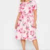 YOURS LONDON Curve Pink Floral Print Skater Dress