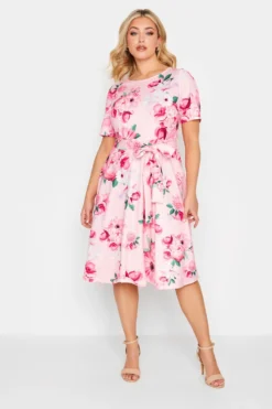 YOURS LONDON Curve Pink Floral Print Skater Dress