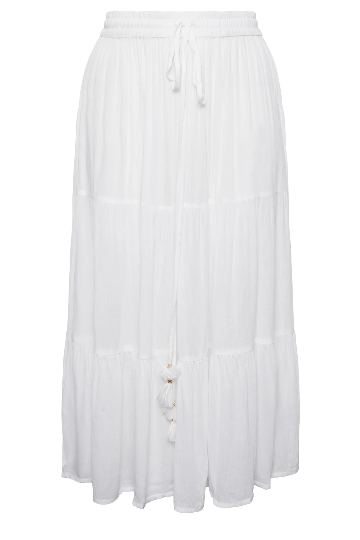 YOURS Curve White Tiered Beach Skirt 3 YOURS Curve White Tiered Beach Skirt - Image 3