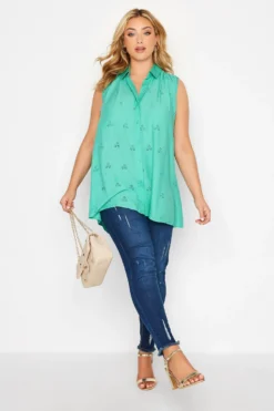 YOURS Curve Blue Sleeveless Swing Shirt