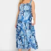 YOURS Curve Blue Animal Markings Shirred Strappy Sundress