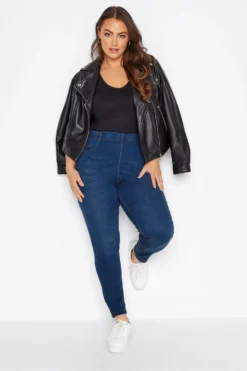 YOURS FOR GOOD Curve Mid Blue Stretch Pull On JENNY Jeggings
