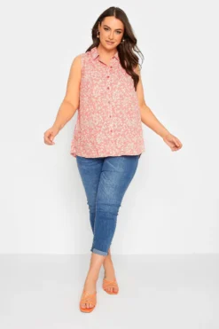 YOURS Curve Pink Ditsy Floral Print Blouse