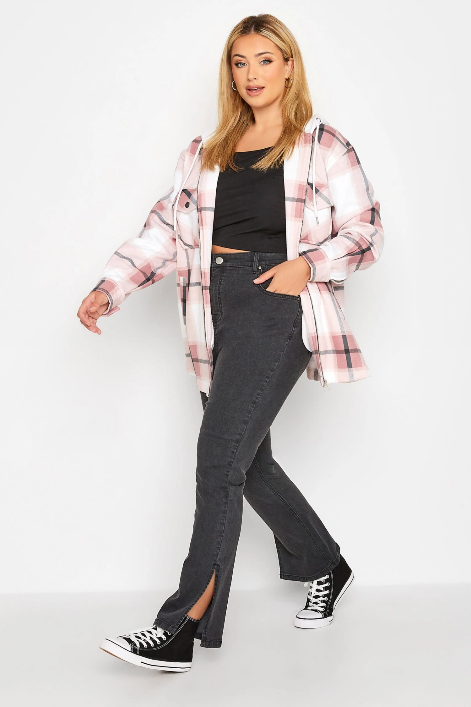 YOURS Curve Black Side Split Stretch Straight Leg Jeans 1 YOURS Curve Black Side Split Stretch Straight Leg Jeans