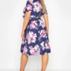 YOURS LONDON Curve Navy Blue Floral Print Midi Skater Dress