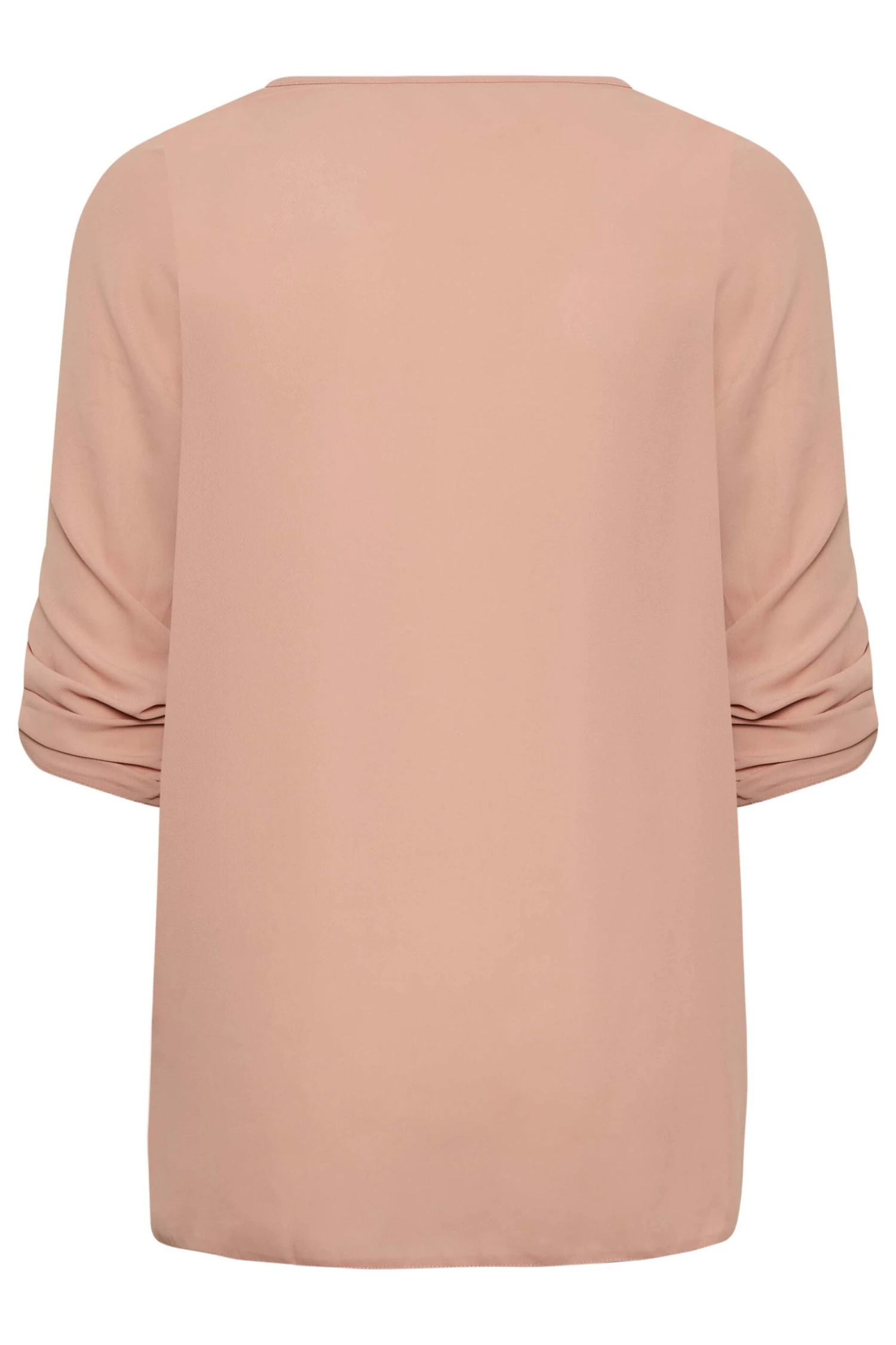 YOURS Curve Blush Pink Tab Sleeve Blouse 6 YOURS Curve Blush Pink Tab Sleeve Blouse - Image 6