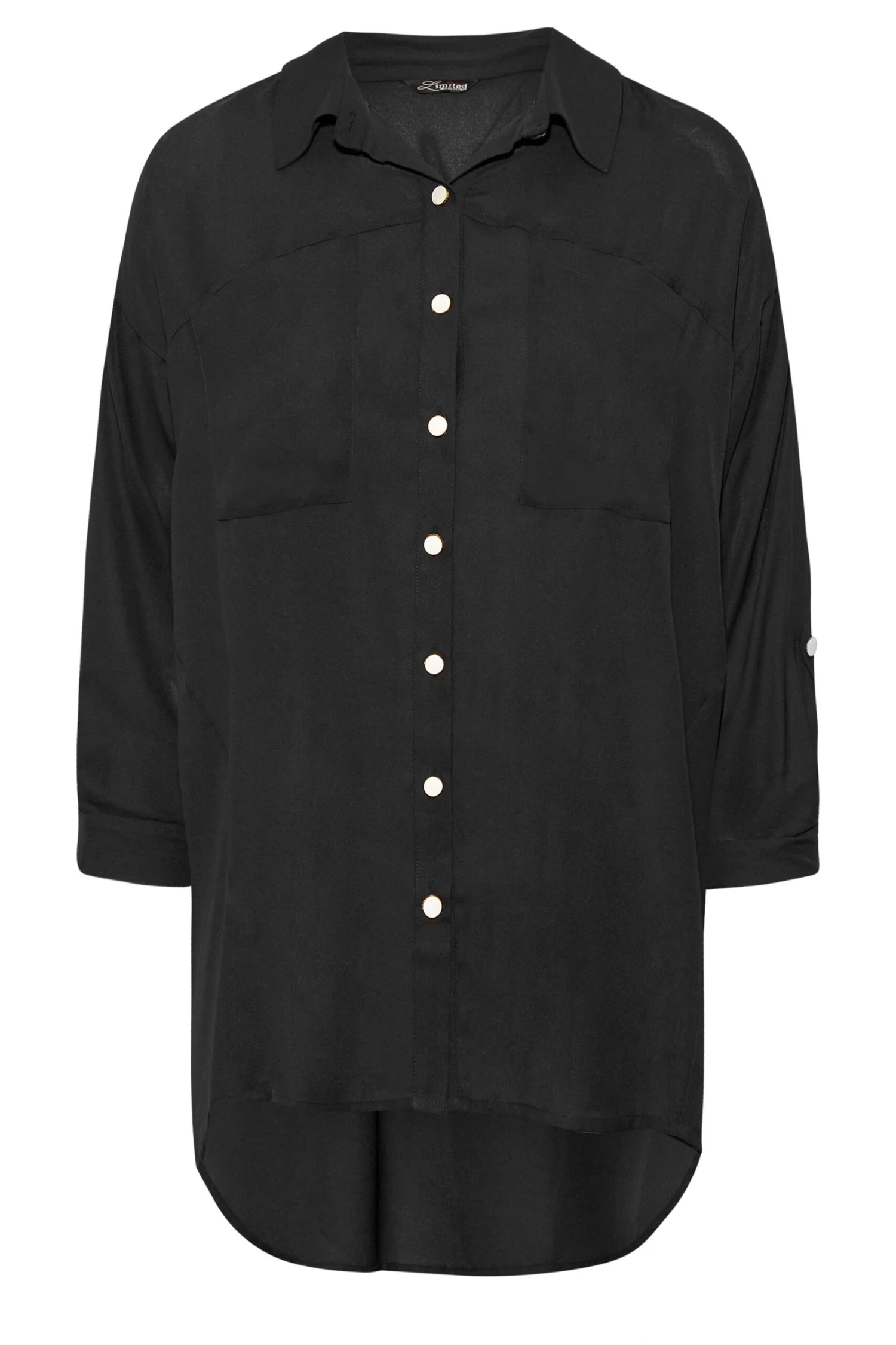 LIMITED COLLECTION Curve Black Utility Pocket Shirt 5 LIMITED COLLECTION Curve Black Utility Pocket Shirt - Image 5