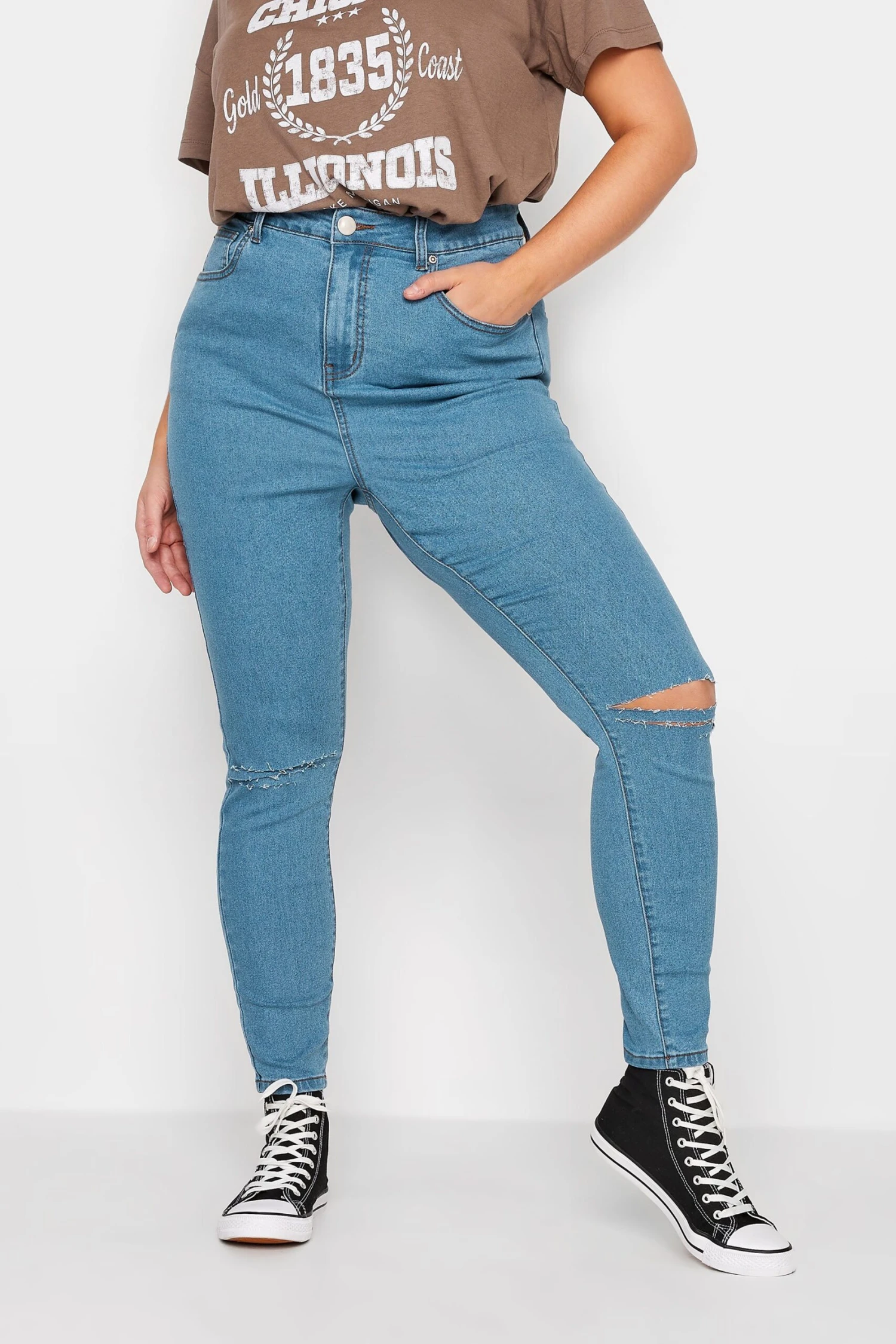 YOURS Curve Bleach Blue Ripped Skinny Stretch AVA Jeans 1 YOURS Curve Bleach Blue Ripped Skinny Stretch AVA Jeans