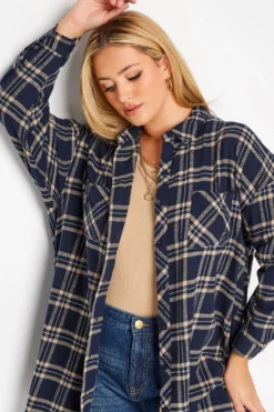 YOURS Curve Navy Blue Check Brushed Boyfriend Shirt -Outlet Stylo Wise Store 2c2880c3 90d4 4d 131660 D scaled