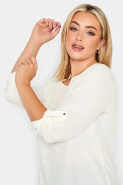 YOURS Curve Cream Tab Sleeve Blouse -Outlet Stylo Wise Store 2c3919ce d7dc 4d 174256 D scaled