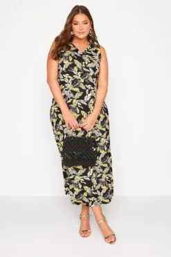 YOURS Curve Black Vintage Floral Maxi Dress