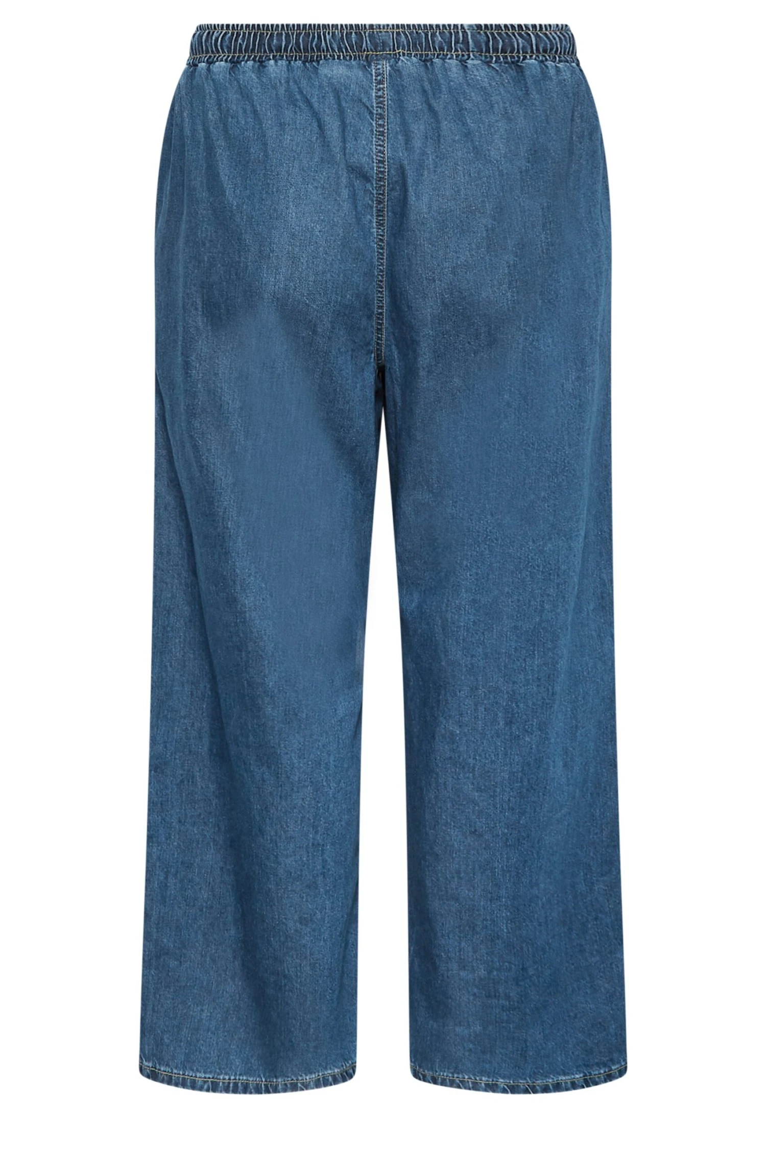 YOURS Curve Mid Blue Pull On Wide Leg Jeans 5 YOURS Curve Mid Blue Pull On Wide Leg Jeans - Image 5