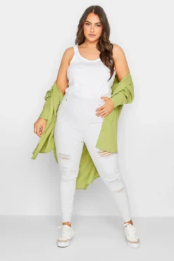 YOURS Curve White Stretch Extreme Ripped JENNY Jeggings