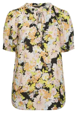 YOURS Curve Black & Yellow Floral Print Tie Neck Blouse 10 YOURS Curve Black & Yellow Floral Print Tie Neck Blouse -Outlet Stylo Wise Store 2d938b2c cb5d 41 174322 X scaled