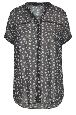 YOURS Curve Black Floral Chiffon Grown On Sleeve Shirt -Outlet Stylo Wise Store 2dc418a5 d91b 48 173911 X scaled