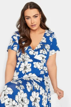 YOURS Curve Cobalt Blue Floral V-Neck Tiered Wrap Dress 8 YOURS Curve Cobalt Blue Floral V-Neck Tiered Wrap Dress -Outlet Stylo Wise Store 2f2f142d 1ea0 47 301894 D scaled
