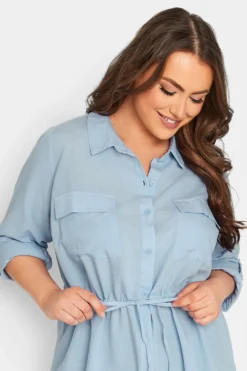 YOURS Curve Light Blue Utility Tunic Linen Blend Shirt -Outlet Stylo Wise Store 2f50307e 28a1 46 131754 D scaled