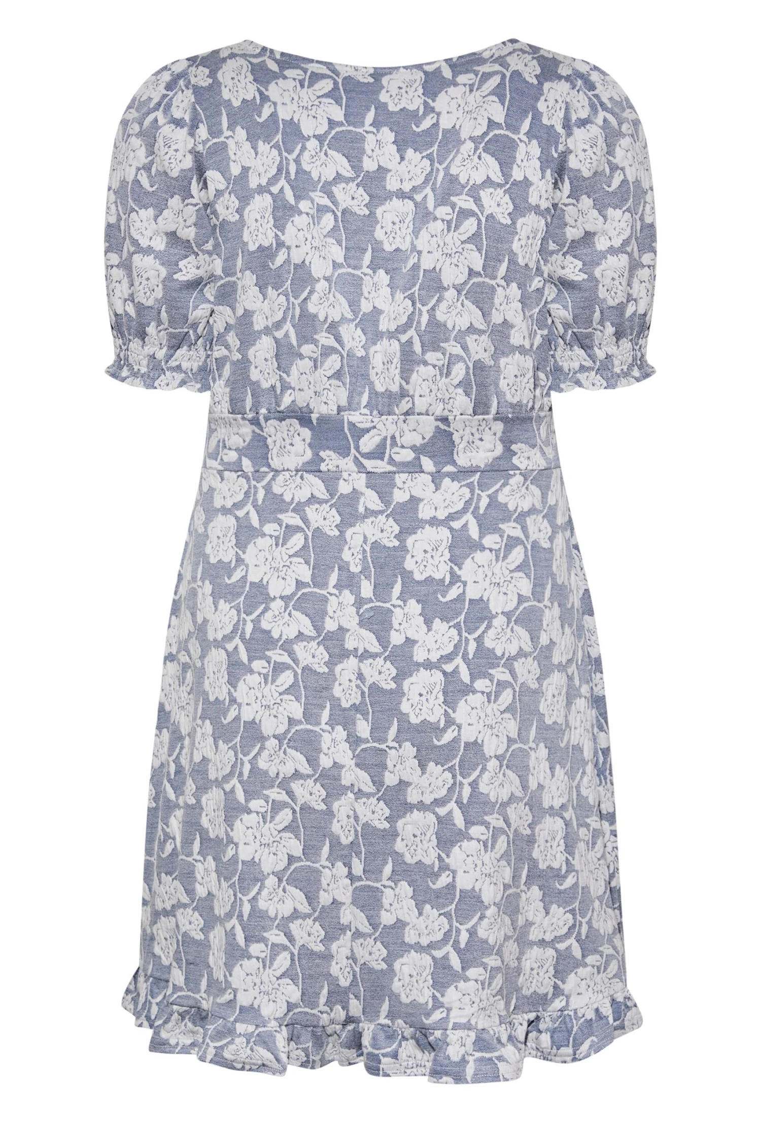 YOURS Curve Blue Floral V-Neck Midi Dress 6 YOURS Curve Blue Floral V-Neck Midi Dress - Image 6