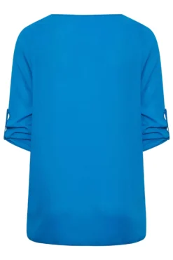 YOURS Curve Blue Tab Sleeve Blouse -Outlet Stylo Wise Store 2fcf51c9 beb5 47 174262 Y scaled