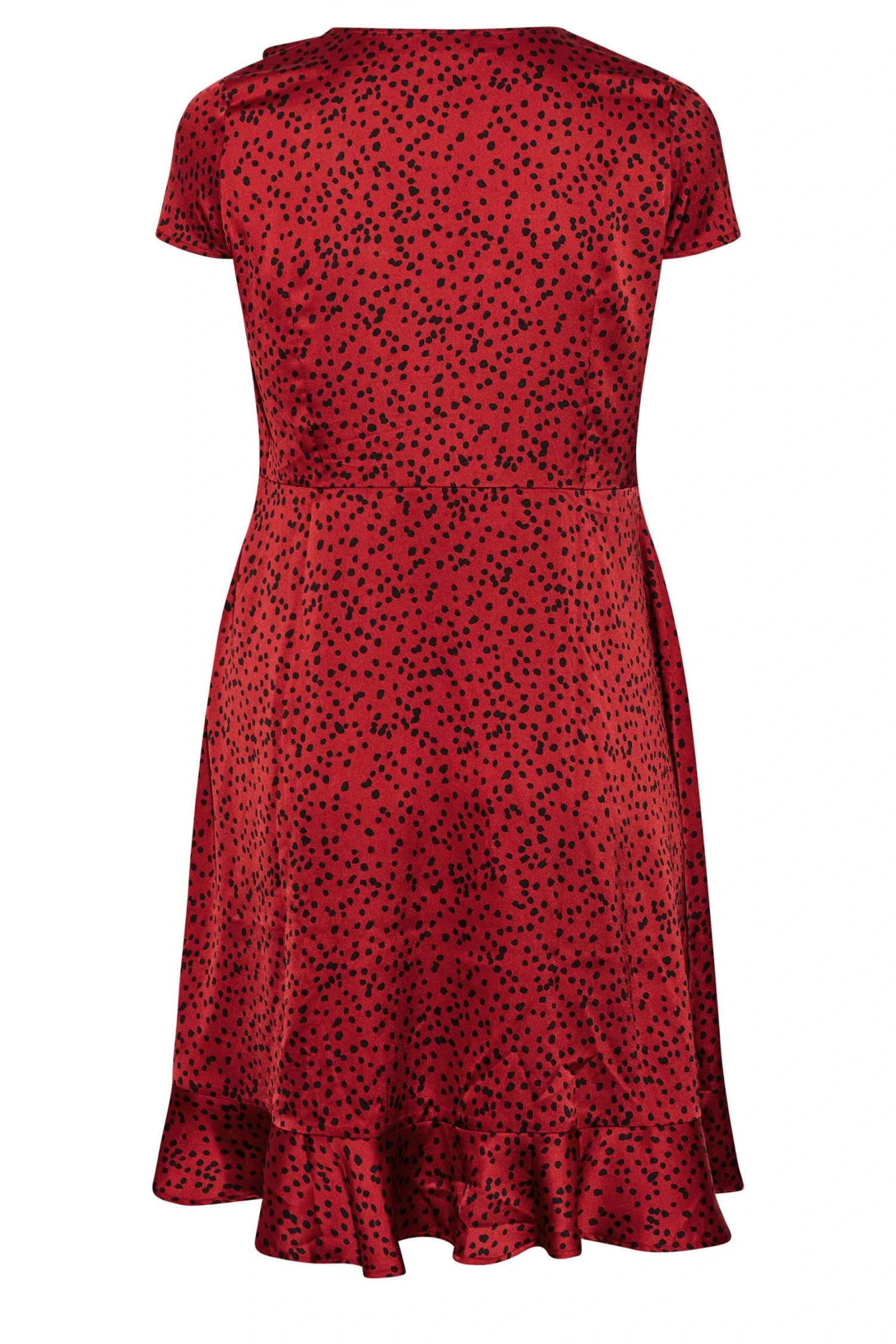 YOURS LONDON Curve Dark Red Dalmatian Satin Wrap Dress 6 YOURS LONDON Curve Dark Red Dalmatian Satin Wrap Dress - Image 6