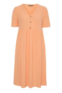 LIMITED COLLECTION Curve Light Orange Ribbed Peplum Midi Dress -Outlet Stylo Wise Store 3150736a 1951 4d 214631 X scaled