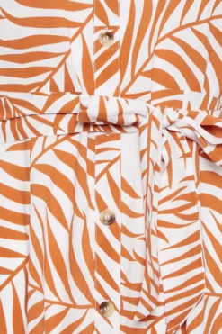 YOURS PETITE Curve White & Orange Leaf Print Belted Midi Dress -Outlet Stylo Wise Store 3190091e be2d 4c 174477 Z scaled