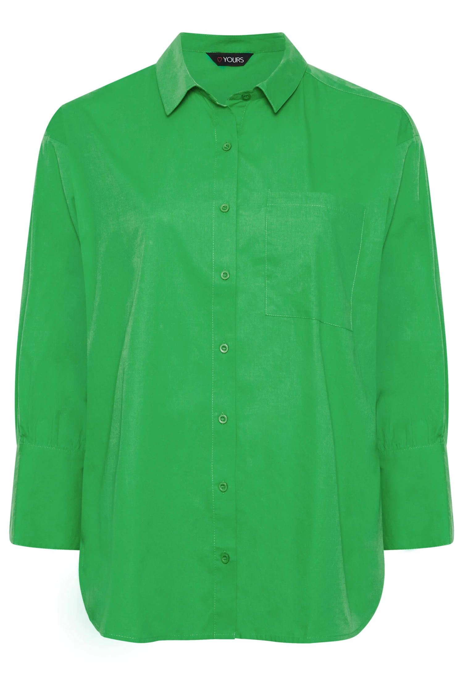 YOURS Curve Green Oversized Poplin Shirt 5 YOURS Curve Green Oversized Poplin Shirt - Image 5