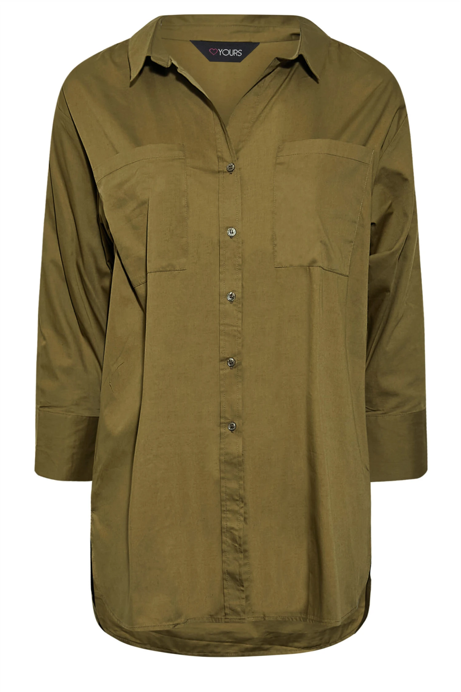 LIMITED COLLECTION Curve Khaki Green Oversized Boyfriend Shirt 5 LIMITED COLLECTION Curve Khaki Green Oversized Boyfriend Shirt - Image 5